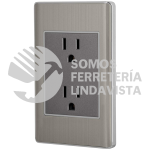 47849 CODO-LA PLACA ARMADA ACERO INOX CONTACTO DUPLEX 3 MODULOS LISBOA VOLTECK