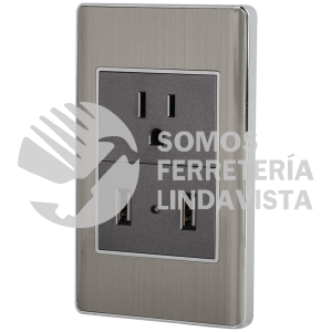 47851 COUSB-LA PLACA ARMADA ACERO CONTACTO Y 2 PUERTOS USB 1.5 MOD LISBOA VOLTECK