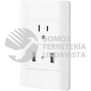 47971 COUSB-LB PLACA ARMADA BLANCA CONTACTO Y 2 PUERTOS USB 1.5 MOD LISBOA VOLTECK