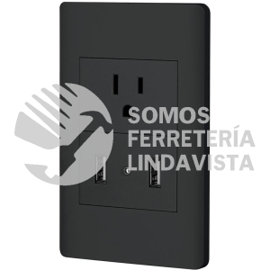 47904 COUSB-LN PLACA ARMADA NEGRA CONTACTO Y 2 PUERTOS USB 1.5 MOD LISBOA VOLTECK