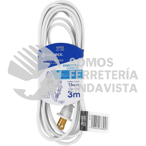 40152 ED-3BR EXTENSION ELECTRICA DOMESTICA 3 M BLANCA CON CLAVIJA RECTA VOLTECK