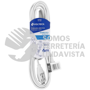 40155 ED-6BR EXTENSION ELECTRICA DOMESTICA 6 M BLANCA CON CLAVIJA RECTA VOLTECK
