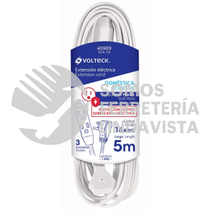 46989 EDA-5B EXTENSION DOMESTICA ATERRIZADA 5 M BLANCA CON CLAVIJA PLANA VOLTECK