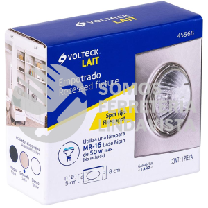 45568 EMP-112S LUMINARIO CUADRADO SATIN SPOT FIJO LAMPARA NO INCLUIDA VOLTECK