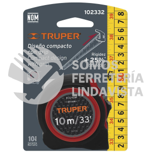 102332 FCG-10M FLEXOMETRO COMPACTO 10 M CON GRIP CINTA 25 MM TRUPER