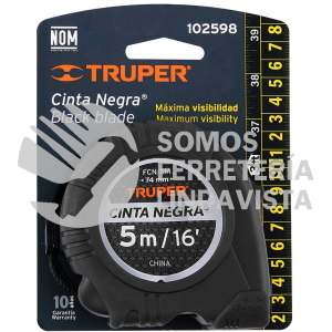 102598 FCN-5M FLEXOMETRO CINTA NEGRA 5 M CINTA 19 MM TRUPER