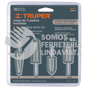 102631 JPM-4I JUEGO DE 4 PIEDRAS MONTADAS ZANCO 1/4" ACERO INOXIDABLE TRUPER