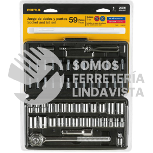 26090 JUDA-60P JUEGO DE 60 HERRAMIENTAS 1/4" Y 3/8" PARA MECANICO PRETUL