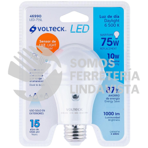 46990 LED-75SL LAMPARA LED TIPO BULBO A19 10 W CON SENSOR DE LUZ VOLTECK