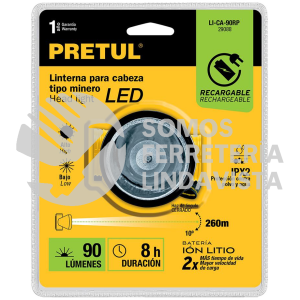29088 LI-CA-90RP LINTERNA DE MINERO 90 LM RECARGABLE PRETUL