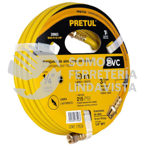 20663 MAN-PI-10-1/4P MANGUERA DE PVC PARA COMPRESOR 10 M X 1/4" PRETUL