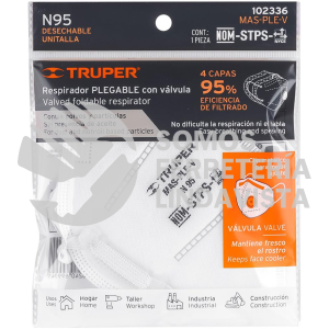 102336 MAS-PLE-V RESPIRADOR PLEGABLE N95 CON VALVULA PARA PARTICULAS TRUPER
