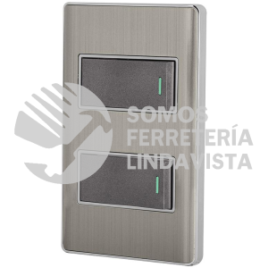47834 PA-APDO1-LA PLACA ARMADA ACERO INOX CON 2 INTERRUPTORES 1 MODULO LISBOA VOLTECK