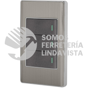 47836 PA-APTR-LA PLACA ARMADA ACERO INOX 3 INTERRUPTORES 1 MODULO LISBOA VOLTECK