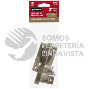 47926 PAA-36 PASADOR DE BARRA PLANA 3" LATON ANTIGUO HERMEX