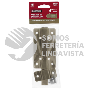 47927 PAA-37 PASADOR DE BARRA PLANA 4" LATON ANTIGUO HERMEX