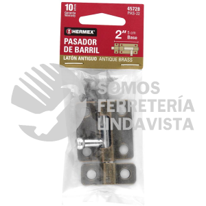 45728 PAS-22 PASADOR DE BARRIL DE ACERO LATON ANTIGUO 2" HERMEX