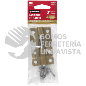 45727 PAS-32 PASADOR DE BARRIL DE ACERO LATON ANTIGUO 3" HERMEX