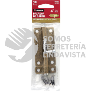 45726 PAS-42 PASADOR DE BARRIL DE ACERO LATON ANTIGUO 4" HERMEX