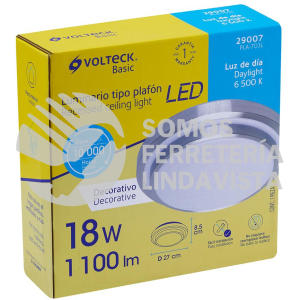 29007 PLA-703L LUMINARIO LED 18 W PLAFON DECORATIVO METALICO LUZ DIA BASIC VOLTECK