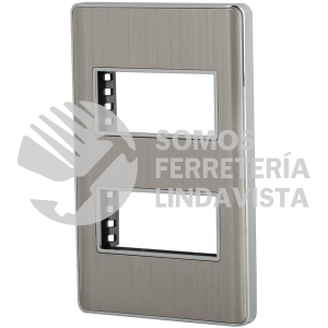 47817 PPDO-LA PLACA DE ACERO INOX CON 2 VENTANAS 1 MODULO LINEA LISBOA VOLTECK