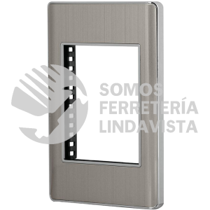 47819 PPTR-LA PLACA DE ACERO INOX CON 1 VENTANA 3 MODULOS LINEA LISBOA VOLTECK