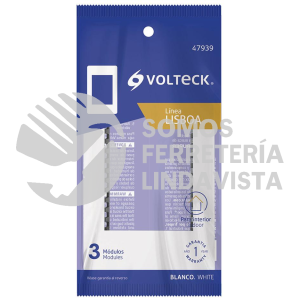47939 PPTR-LB PLACA BLANCA DE 1 VENTANA 3 MODULOS LINEA LISBOA VOLTECK