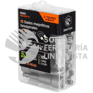 102612 PUDE-9027-15 ESTUCHE CON 15 DADOS MAGNETICOS DE 3/8" LARGO 2" EXPERT TRUPER