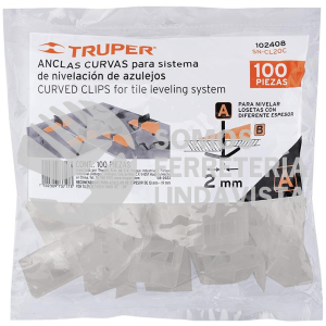 102408 SN-CL20C BOLSA CON 100 CLIPS CURVOS NIVELADORES DE AZULEJOS TRUPER