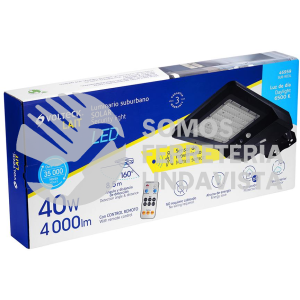 46959 SUB-903L LUMINARIO SUBURBANO LED 40 W C/PANEL SOLAR Y CONTROL REMOTO VOLTECK