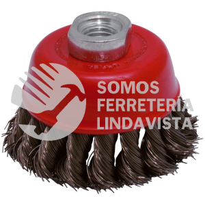 C802 CARDA COPA TRENZADA ALAMBRE FINO 4" X 0.35 MM CON ROSCA 5/8" URREA