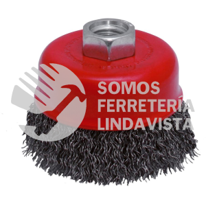 C814 CARDA COPA ONDULADA ALAMBRE FINO 4" X 0.35 MM CON ROSCA 5/8" URREA