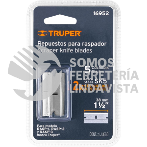 16952 REP-SCRAPER CAJA CON 5 NAVAJAS DE REPUESTO PARA RASP-32 Y 1 TRUPER