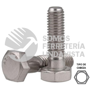 M20-100-INOX304 TORNILLO CABEZA HEXAG M20 X 100MM CUERDA CORRIDA C/ TUERCA SEGURIDAD AC. INOX 304 NACIONAL
