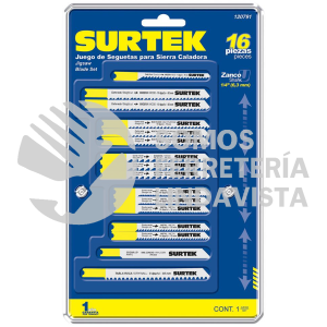 120791 JUEGO DE SEGUETAS PARA SIERRAS CALADORAS, 16 PIEZAS SURTEK