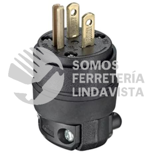 LV515PR CLAVIJA RECTA DE HULE 3X15 125V NEGRA 6266 LEVITON