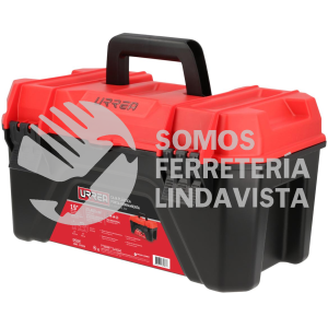 CPU19P CAJA PORTAHERRAMIENTAS PLÁSTICA CON BROCHES PLÁSTICOS Y CHAROLA COLOR NEGRO TAPA ROJA 19" URREA