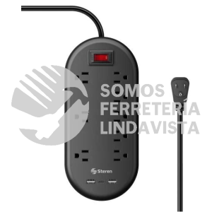 905-470 MULTICONTACTO DE 8 SALIDAS HORIZONTALES CON DOBLE CARGADOR USB Y CARGADOR USB C PD STEREN