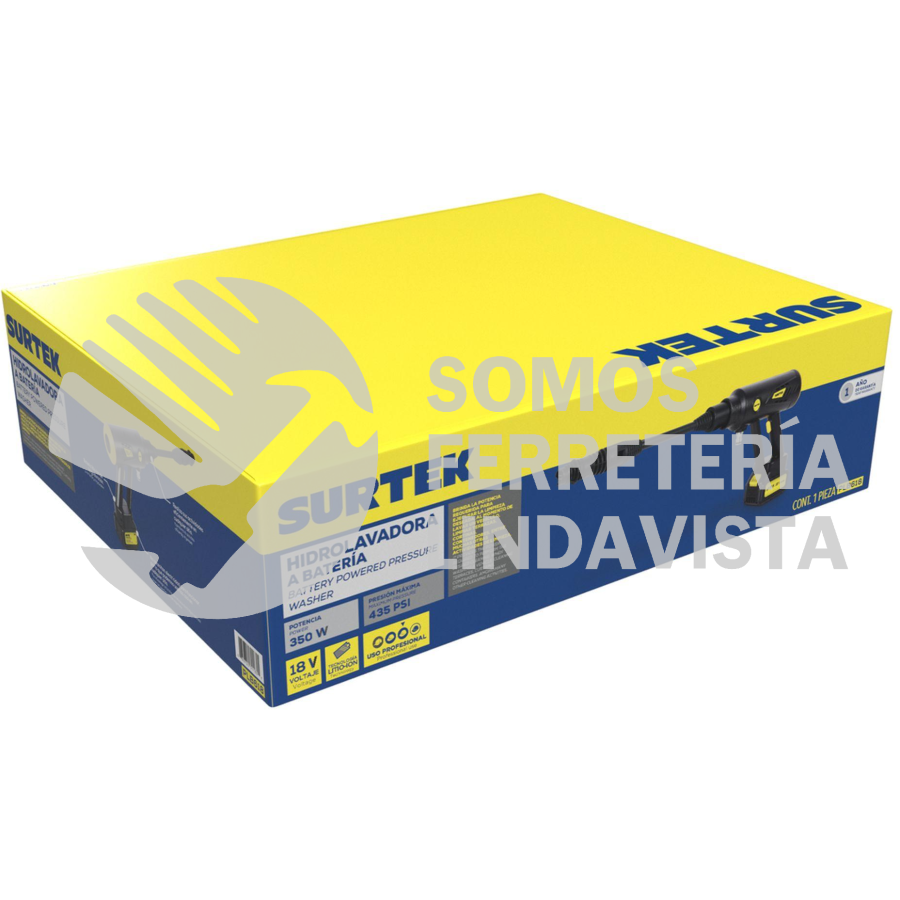 PLB618 PISTOLA DE LAVADO INALÁMBRICA A BATERÍA LI-ION 350 W, 18 V SURTEK