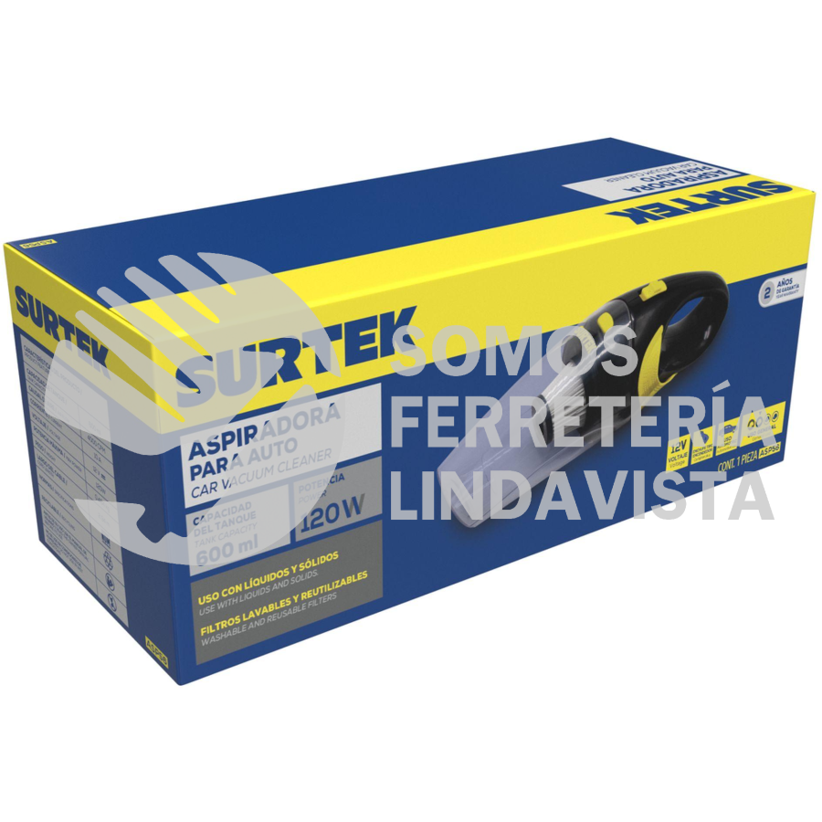 ASP56 ASPIRADORA PORTÁTIL PARA AUTOMÓVIL 600 ML, 12 V SURTEK