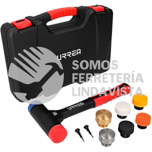 JMTI JUEGO DE MAZO DE GOLPE SECO CON MANGO RUBBER GRIP TAPAS INTERCAMBIABLES 16 OZ, 9 PIEZAS URREA