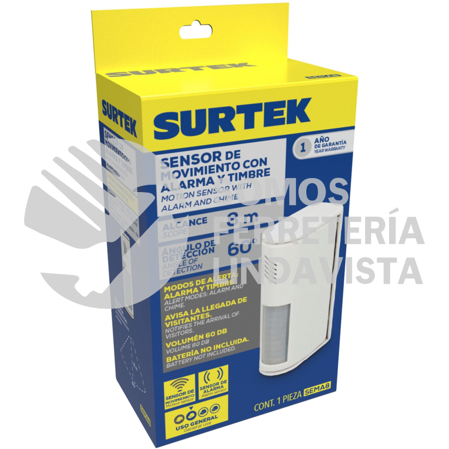 SEMA8 SENSOR DE MOVIMIENTO CON ALARMA, 8 M SURTEK