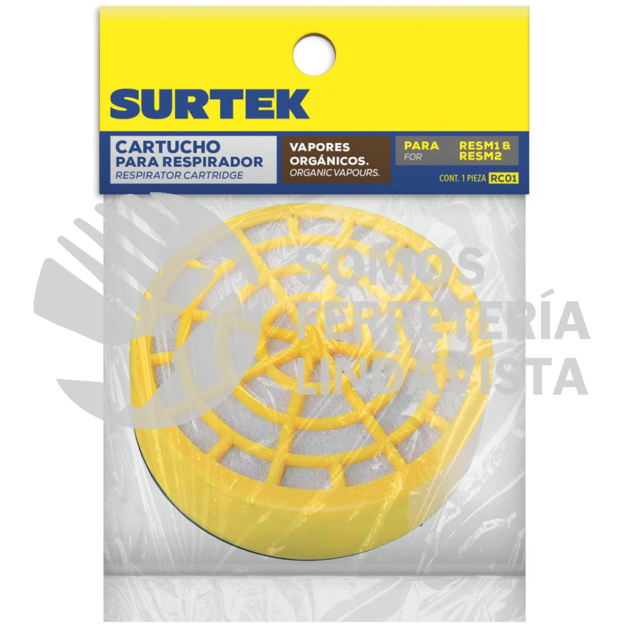 RC01 CARTUCHO PARA RESPIRADOR CON PROTECCIÓN PARA VAPORES ORGÁNICOS SURTEK