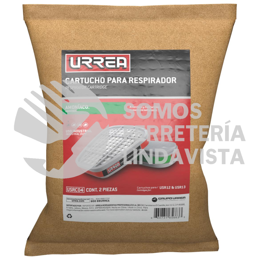 USRC04 CARTUCHO PARA RESPIRADOR CON PROTECCIÓN PARA AMONIACO URREA