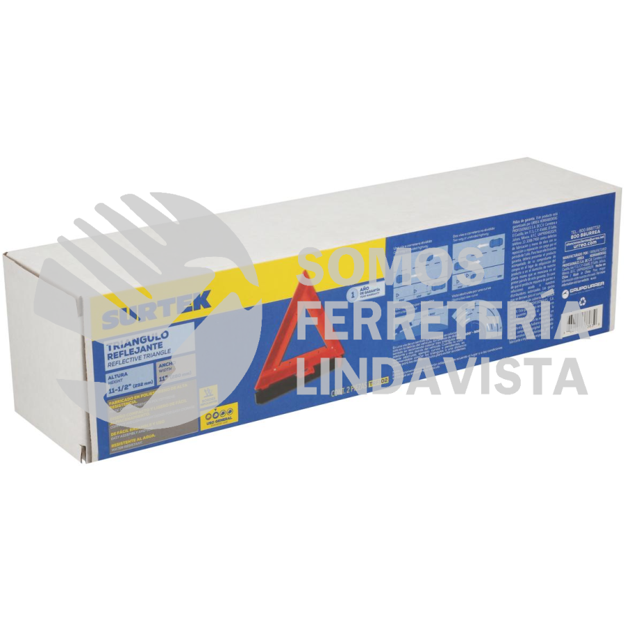 TRF102 TRIANGULO REFLEJANTE 10" 2 PIEZAS SURTEK
