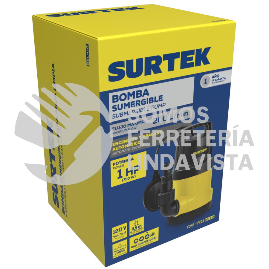 BSL407 BOMBA SUMERGIBLE PARA AGUA LIMPIA 3/4 HP SURTEK