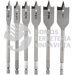 JBM6 JUEGO DE BROCAS PARA MADERA DE ACERO AL CARBONO TIPO MANITA, 6 PIEZAS URREA