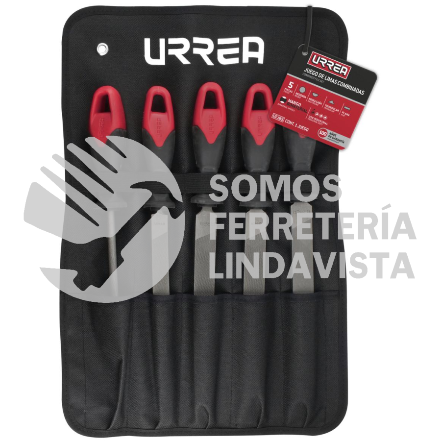 UFJB5 JUEGO DE LIMAS COMBINADAS CON MANGO BIMATERIAL, 5 PIEZAS URREA