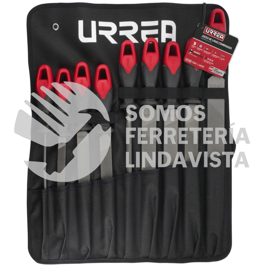 UFJB9 JUEGO DE LIMAS COMBINADAS CON MANGO BIMATERIAL, 9 PIEZAS URREA