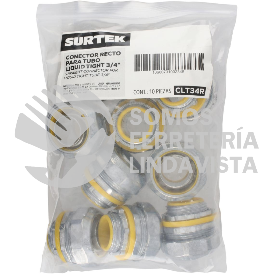 CLT34R CONECTOR RECTO PARA TUBO LIQUID TIGHT 3/4" SURTEK